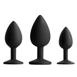 Set dildo Ribbed Texture 3pcs Negru