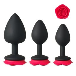 Set dildo Red Rose Base 3pcs Negru