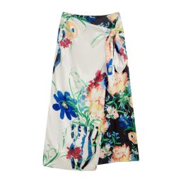 TED BAKER Fusta Allmia Floral Print Knot Detail Wrap Midi 284193 black