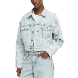 CALVIN KLEIN Geacă Denim Cropped Trucker LV047F680G 1Z3 bleached blue