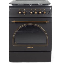 Aragaz Nobeltek NLT 6604RNM/FE1 | 60x60cm, Plita Gaz, Cuptor Electric, Negru Mat, 60x60x85cm
