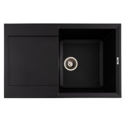 Chiuveta bucatarie din granit cu 1 cuva si scurgator HORIZON Flow, negru metallic