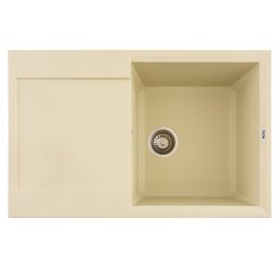Chiuveta bucatarie granit HORIZON Flow, 1 cuva cu scurgator, ivory, 780x495 mm
