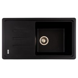 Chiuveta bucatarie din granit cu scurgator, 1 cuva, 780x435 mm, negru metalic, Flow