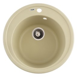 Chiuveta de bucatarie din granit rotunda Flow SUN, Ivory, 510x200 mm