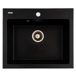 Chiuveta bucatarie din granit cu 1 cuva PRIZMA Flow, negru metalic, 590x495 mm