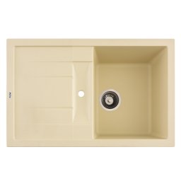 Chiuveta bucatarie din granit Flow FORT Ivory, 1 cuva cu scurgator, 775x495 mm