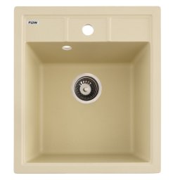 Chiuveta de bucatarie din granit cu o cuva BRICK Flow, Ivory, 460x515x200 mm