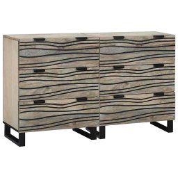 Set de bufet 2 pcs Alb 60 x 33,5 x 75 cm Lemn de mango solid GartenMobel Dekor