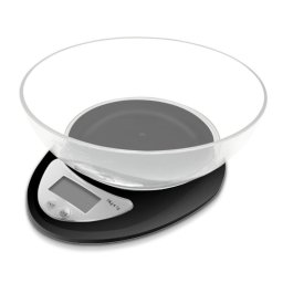 Cantar de bucatarie cu bol Rosberg Premium R51651HT, 5 kg, Display LCD, TARA, Negru