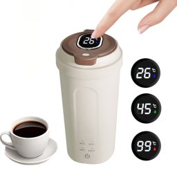 Gadgetry Fierbator Portabil, Termos Electric 500ML, 4 Presetari de Temperatura, Ecran Tactil Pentru Afisarea Temperaturii