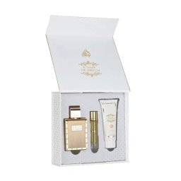 Set Lattafa The Kingdom Men, EDP 100 ml + EDP 12 ml + gel de duș 100 ml