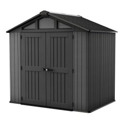 Casuta de gradina, Keter, Gri, colectie Stronghold, 8x6, material Evotech, usa dubla, podea, ventilatie, ranforsare metalica, 254x172.7x220 cm