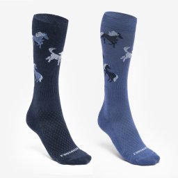 Set 2 perechi șosete echitație SKS 500 Imprimeu Bleumarin cometă Copii