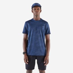Tricou respirant alergare Kiprun Run 500 Albastru-Negru Bărbați