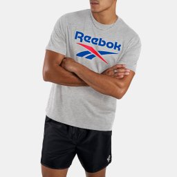 Tricou Reebok din bumbac cu logo, gri, bărbați