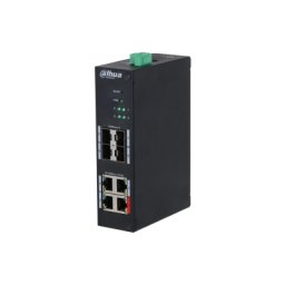 Switch cu 8 porturi Dahua HS4408-4ET-96, 4 porturi PoE 10/100 Mbps, 4 porturi SFP 1000 Mbps, PoE Watchdog, Hardened Switch