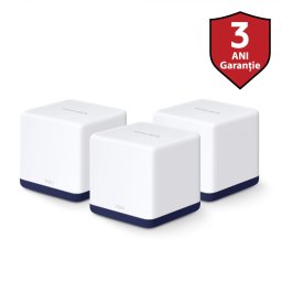 MESH MERCUSYS, wireless, router AC1900, pt interior, 1900 Mbps, port LAN si WAN Gigabit, 2.4 GHz 5 GHz, antena interna x 2, standard 802.11ac, Halo H50G(3-pack) (timbru verde 2.00 lei)