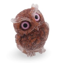 Bufnita din rasina cu spartura Goldstone maro, 6cm