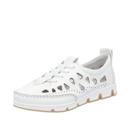 Pantofi vara dama din piele naturala, Rieker, 49956-80, alb