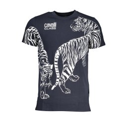 Tricou bărbătesc cu mânecă scurtă Cavalli Class, albastru