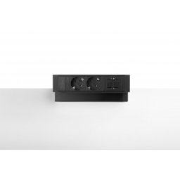 Priza modulara Fellowes, Filex Power Desk Up 2.0 cu 2 prize 230V si 1 slot Keystone, Conector eGST, Negru