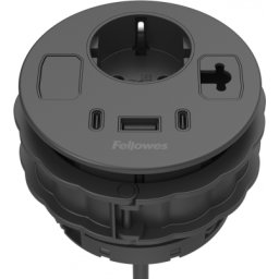 Priza modulara Filex Power-Spot, eGST, 80mm, USB-A + 2x USB-C, cablu ghidaj, negru, Fellowes
