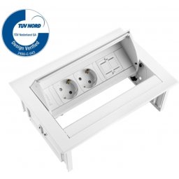 Priza modulara eGST, Filex Power Desk In, 2x 230V, keystone, alb, Fellowes