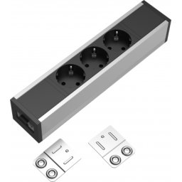 Bloc priza modulara eGST, Filex Power Strip, 3 iesiri, aluminiu/negru, Fellowes