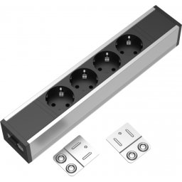 Bloc priza modulara eGST, Filex Power Strip, 4 iesiri, aluminiu/negru, Fellowes