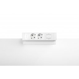 Priza modulara Fellowes, Filex Power Desk Up 2.0 cu 2 prize 230V si 1 slot Keystone, Conector eGST, Alb