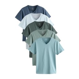 Next Tricou bleumarin / albastru pastel / verde mentă / verde pastel / verde închis