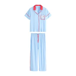 Cath Kidston Pijama albastru deschis / roșu / alb