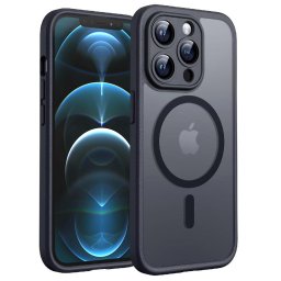 Husa Techsuit PureFrost MagSafe Frosted - Husă telefon - compatibil cu Apple iPhone 12 Pro Max - MagSafe - culoare Negru