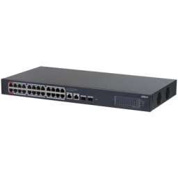 Switch 28 porturi Dahua, 24x porturi PoE Gigabit, 2x RJ45 Gigabit uplink, 2x SFP Gigabit, Smart Managed, Watchdog, CS4228-24GT-240