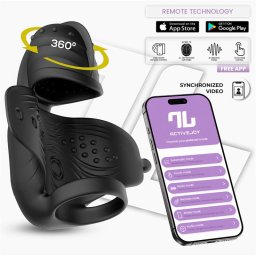 InToYou App Series Zonte Rotating Cap Vibrating Masturbator with App Black