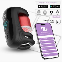 InToYou App Series Torky Compressing Rotating Masturbator with App Black