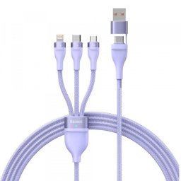 Cablu Incarcare USB-A / USB-C - Lightning / microUSB / USB-C Baseus Flash Series II 3in1, 100W, 1.2m, Mov CASS030105