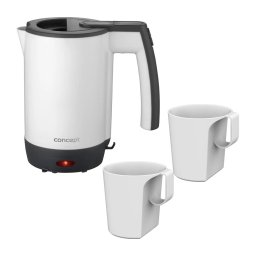Concept RK7030 - fierbător electric de călătorie, 0,5 l, 1080 W/230 V, gri/alb + 2 cești