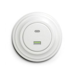 Kliklap - Priză USB retro A+C cu ramă, alb zăpadă