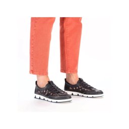 Pantofi dama de vara din piele naturala, Rieker 49956-14, bleumarin