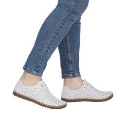 Pantofi dama casual din piele naturala, Rieker M2801-80, alb