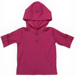 Bluza hoodie din in cu gluga pentru copii,Culoare Fucsia