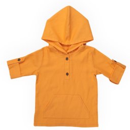Bluza hoodie din in cu gluga pentru copii,Culoare Orange