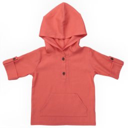 Bluza hoodie din in cu gluga pentru copii,Culoare Somon