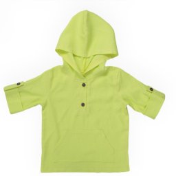 Bluza hoodie din in cu gluga pentru copii,Culoare Verde Prazuliu