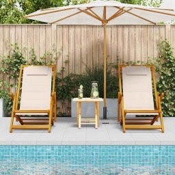 Scaun de plaja cu perna 2 pcs Maro Lemn Solid de Acacia GartenMobel Dekor