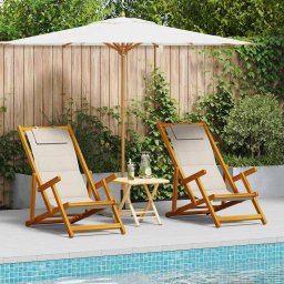 Scaun de plaja cu perna 2 pcs Maro Lemn Solid de Acacia GartenMobel Dekor