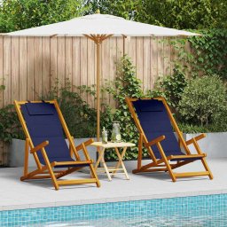 Scaun de plaja cu perna 2 pcs Maro Lemn Solid de Acacia GartenMobel Dekor