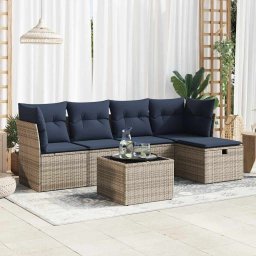 Set mobilier gradina cu perne, 6 piese, gri, poliratan GartenMobel Dekor